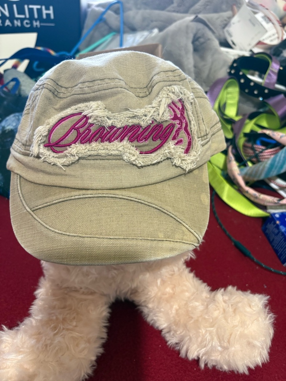 Browning Tan Cap with Pink Embroidered Logo